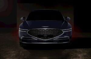 a black car with a silver grill