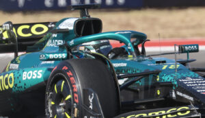 Oct 19, 2025; Austin, TX, USA; Aston Martin Armco F1 Team driver Lance Stroll (18) of Team Canada out of turn 22 at Circuit of The Americas Austin. Mandatory Credit: Thomas Shea-Imagn Images