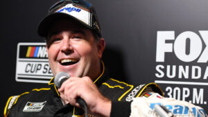 NASCAR veteran Brendan Gaughan speaks to reporters during NASCAR Media Day at Daytona International Speedway in 2020.