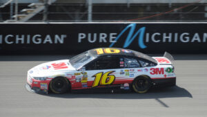 Greg Biffle drives the No. 16 Ford during the Quicken Loans 400 at Michigan International Speedway in June 2013.