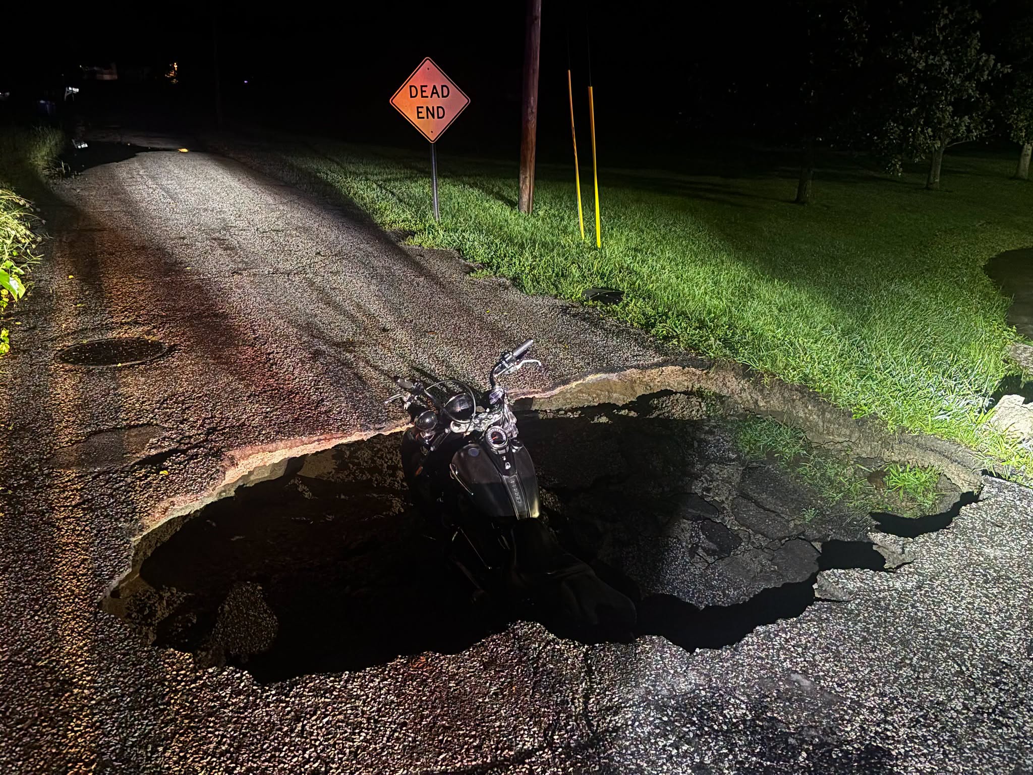 Motorcyclist Swallowed by Massive Indiana Sinkhole: "A Hole Lot of Problems"