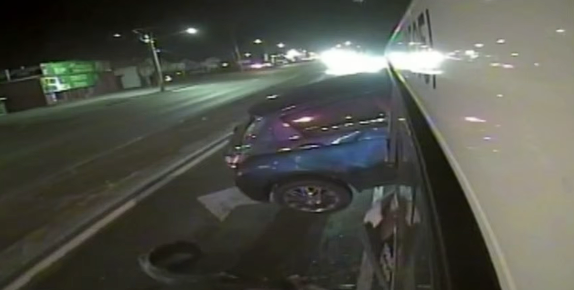 Incredible CCTV Footage Shows a Toyota Yaris Flying Into a Brisbane Bus Before a Heroic Rescue
