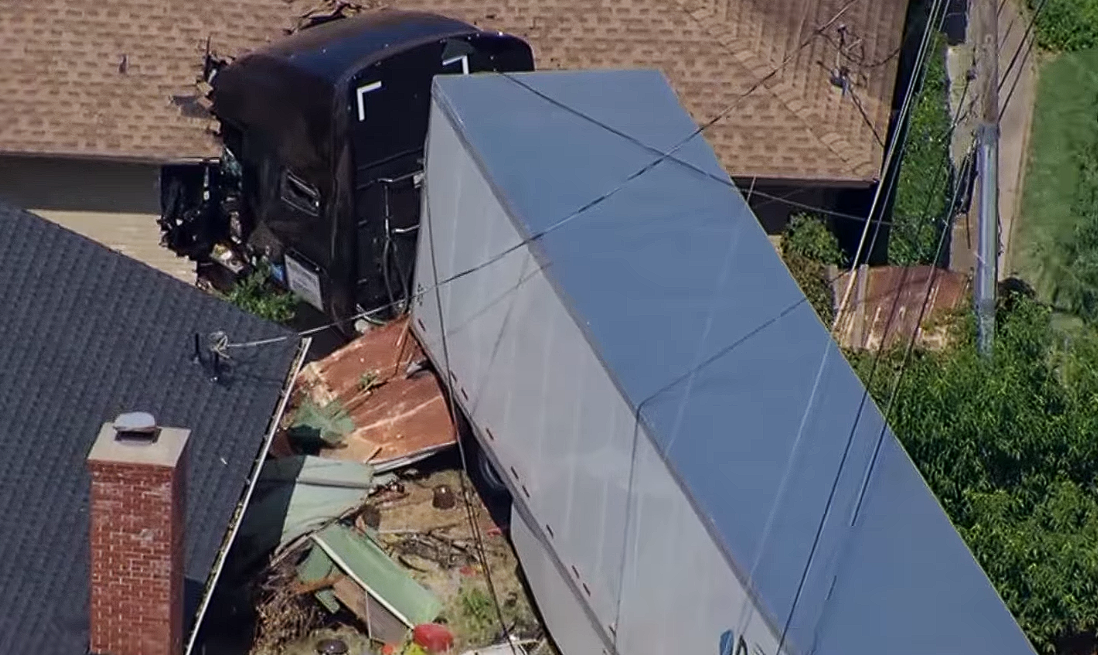 Semi-Truck Plows Through 4 Backyards and Crashes Into Oklahoma City Home: "I Thought It Was An Earthquake"