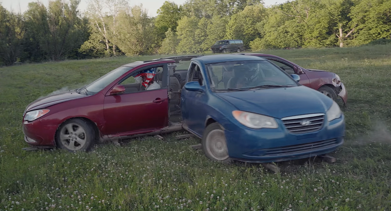 Watch a Group of YouTubers Weld Four Cars Together and Create a "Beyblade of Death"