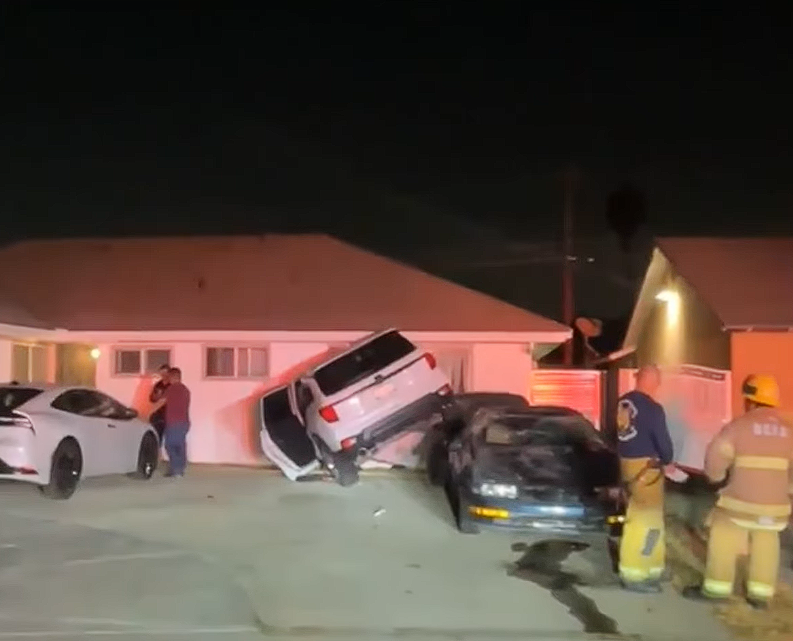 SUV Ended Up On Top of a Parked Car in Santa Ana—And Police Didn’t Even Arrest the Driver