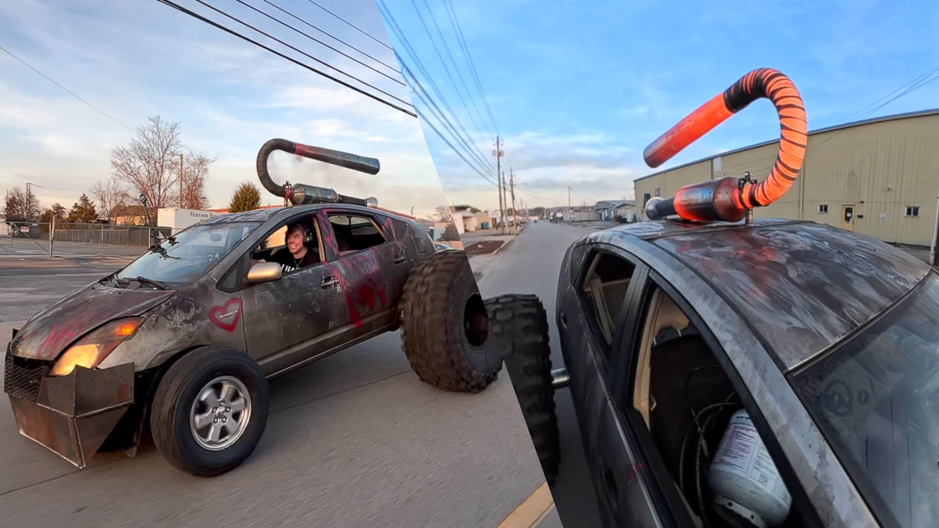 He Strapped a Homemade Jet Engine to a Toyota Prius—And Immediately Set the Roof on Fire